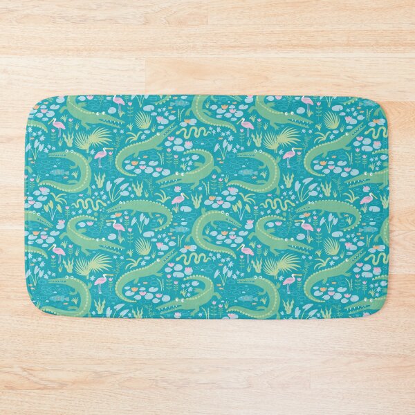 Item preview, American Alligators and Roseate Spoonbills, pastels on aqua - cute animal pattern by Cecca Designs designed and sold by Cecca-Designs.