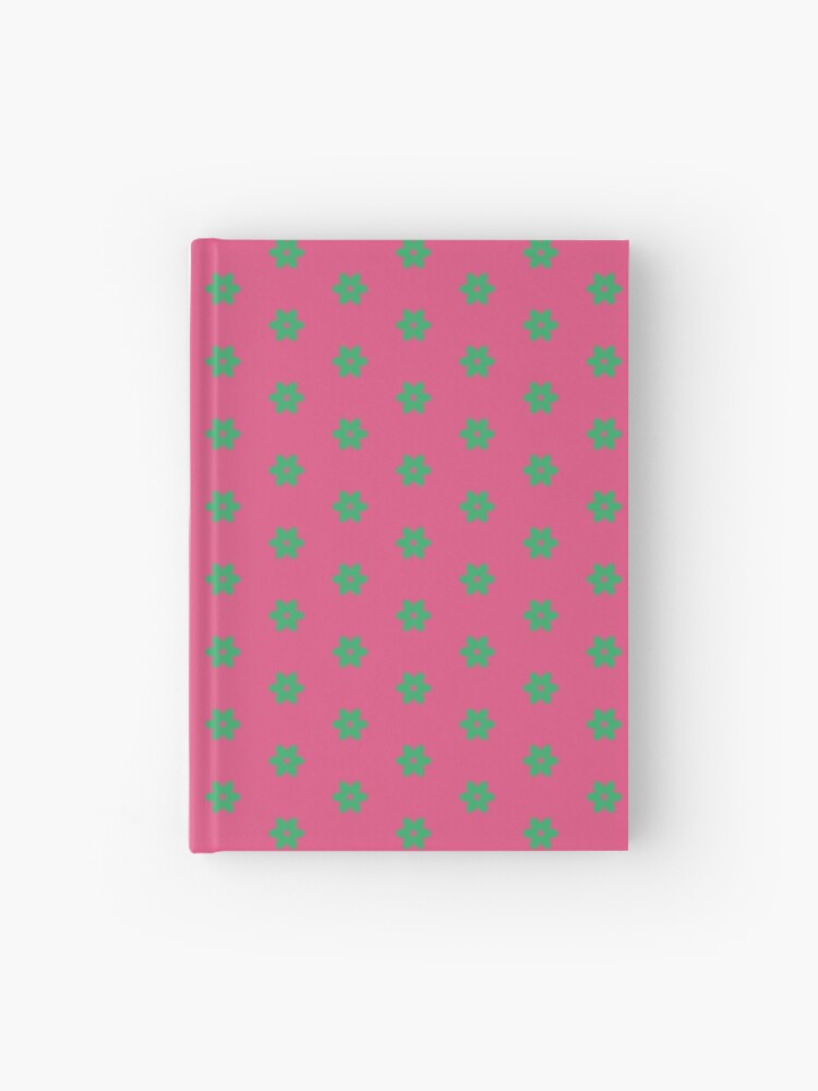 Journal, Geometric Maximalist Rainbow Island Green Flowers On Fandango Pink designed and sold by Triplicate Limited
