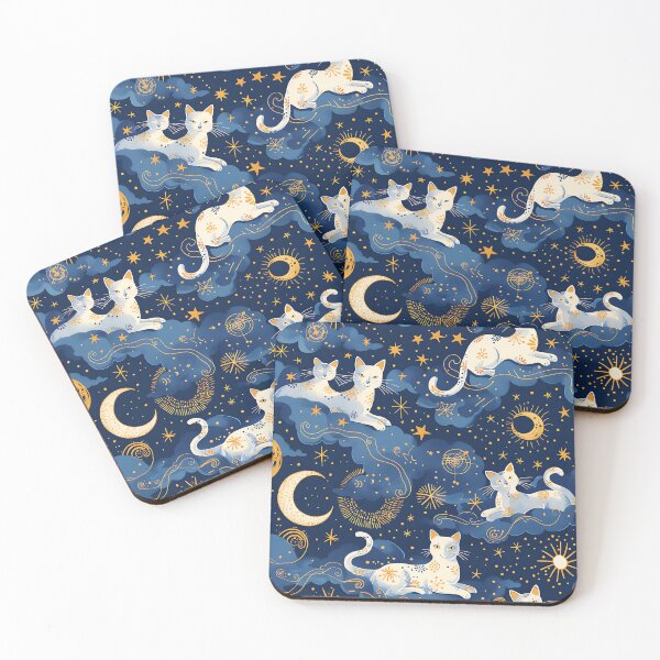 Item preview, Celestial Cat Pattern in Blue designed and sold by miss-keysmash.