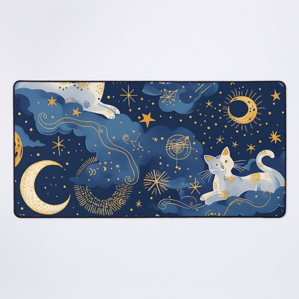 Item preview, Celestial Cat Pattern in Blue designed and sold by miss-keysmash.