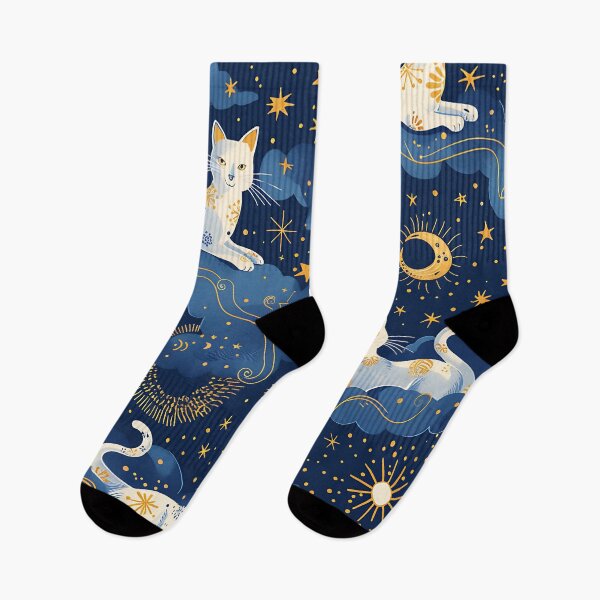 Item preview, Celestial Cat Pattern in Blue designed and sold by miss-keysmash.
