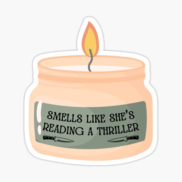 Item preview, Smells like she's reading a thriller - peach candle designed and sold by medimidoodles.
