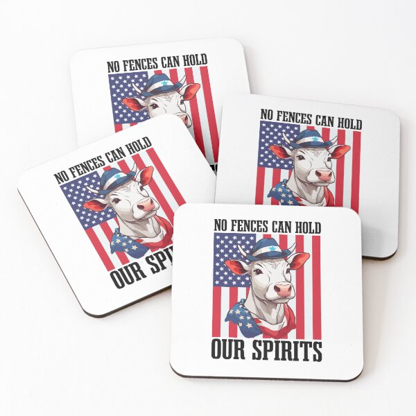 Item preview, Cow Independence Day, No Fences Can Hold Our Spirits, Cow American Flag, 4th Of July Freedom Heifer Farm Poultry Animal designed and sold by Peculiarts.