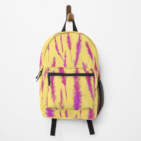 Item preview, Hot Pink Grunge Style Wild Grasses on Butter Yellow Background designed and sold by Beachy.
