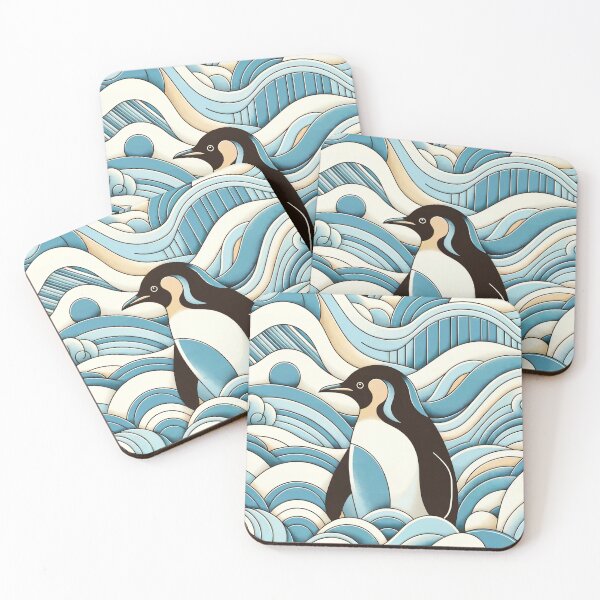 Item preview, Sky Blue Cream Ocean Waves And Cute Penguin  designed and sold by PenguinForests.