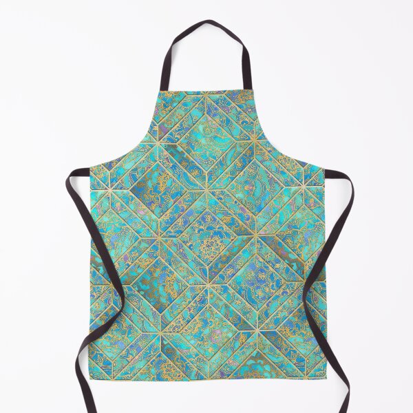 Aperçu de l'œuvre Mandalas en vitraux de saphir et de jade à motif de carreaux géométriques créée et vendue par micklyn.
