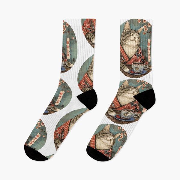 Item preview, Vintage japanese art happy cat with a cup of tea designed and sold by AngelinaBezm.