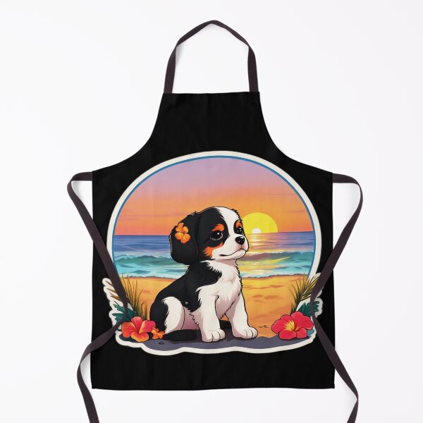 Item preview, Lovely Puppy on The Beach with Hawaiian Orchids designed and sold by NautiChic.