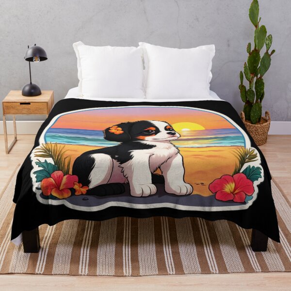 Item preview, Lovely Puppy on The Beach with Hawaiian Orchids designed and sold by NautiChic.