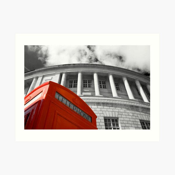 Red telephone box and Manchester library Art Print