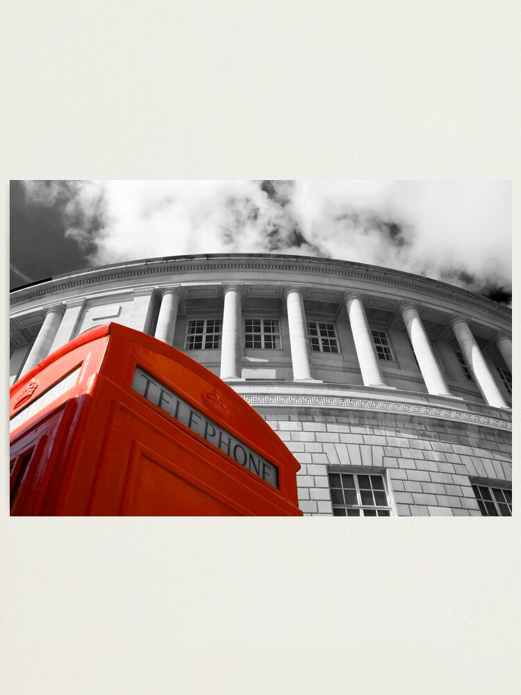 Alternate view of Red telephone box and Manchester library Photographic Print
