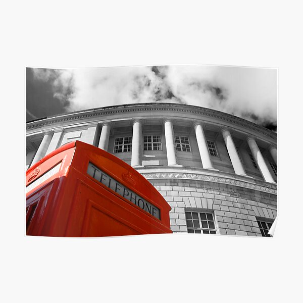 Red telephone box and Manchester library Poster