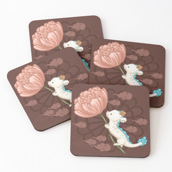Item preview, White Dragon Holding a Peony Flower designed and sold by Khotekmei.