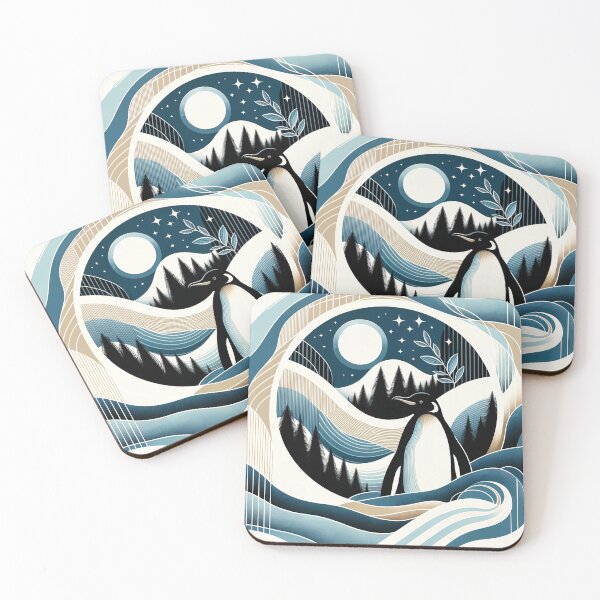Item preview, Winter Night In Blue Cream Penguin Forest designed and sold by PenguinForests.