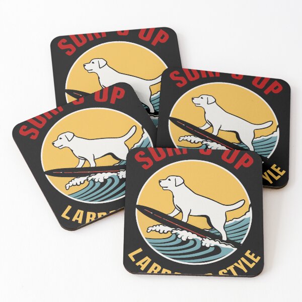 Item preview, Cool Labrador Surfing With Yellow Sun Background designed and sold by ILOVEART247.