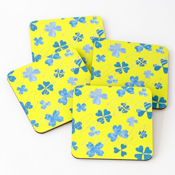 Item preview, Blue, Silver & Yellow Leaves Pattern  designed and sold by Pattern Hub.