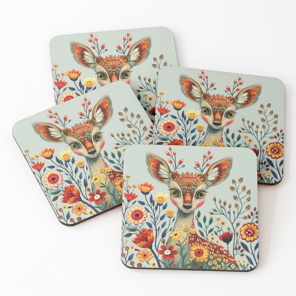 Item preview, Deer Folk Art | Folk Flowers Drawing designed and sold by xiao xuans.