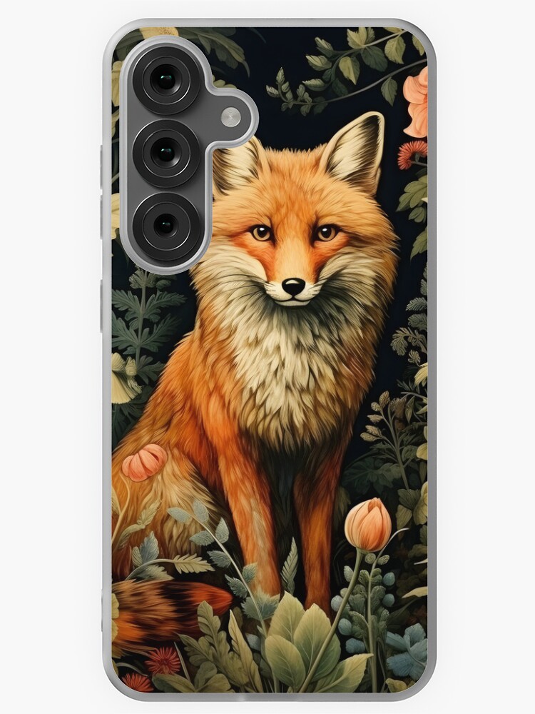 Aperçu 1 sur 4. Coque Samsung Galaxy avec l'œuvre Renard forestier vintage Style William Morris créée et vendue par Marina3333.