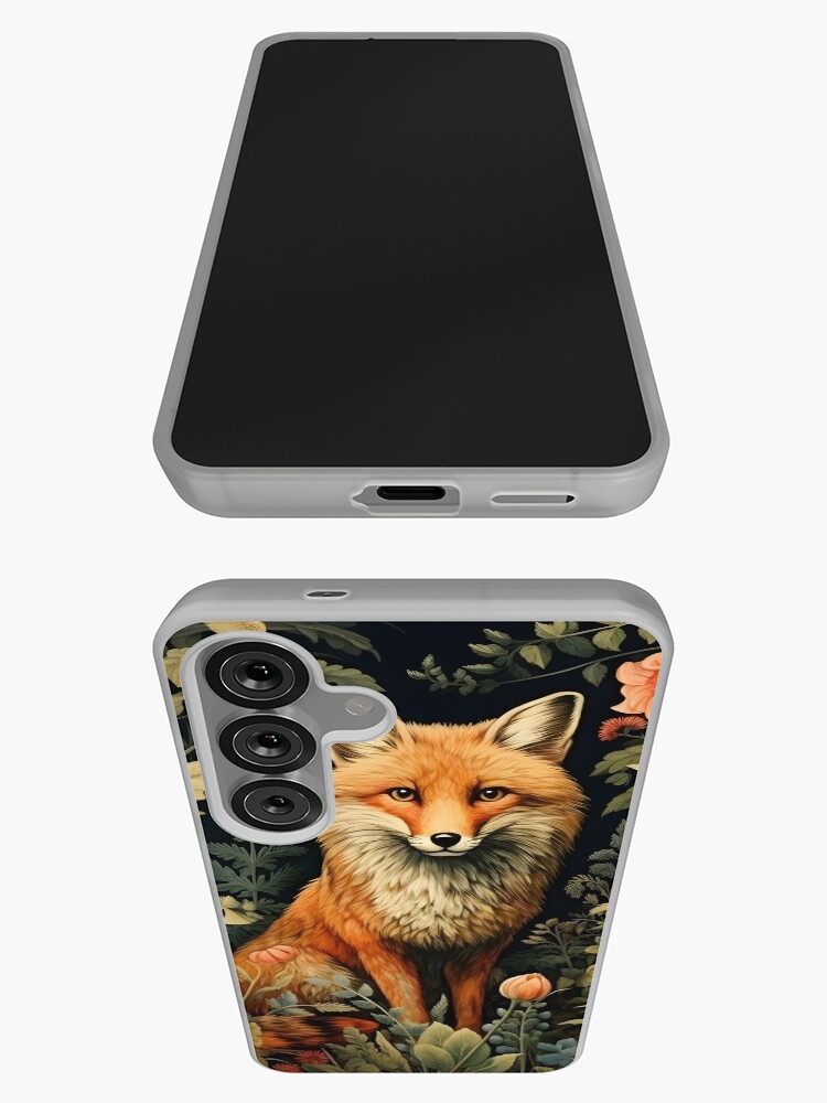 Aperçu 3 sur 4. Coque Samsung Galaxy avec l'œuvre Renard forestier vintage Style William Morris créée et vendue par Marina3333.