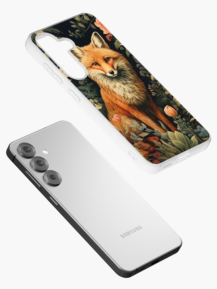 Aperçu 2 sur 4. Coque Samsung Galaxy avec l'œuvre Renard forestier vintage Style William Morris créée et vendue par Marina3333.