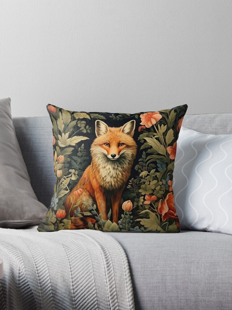 Thumbnail 1 von 4, Kissen, Vintage Waldfuchs im William Morris Stil designt und verkauft von Marina3333.