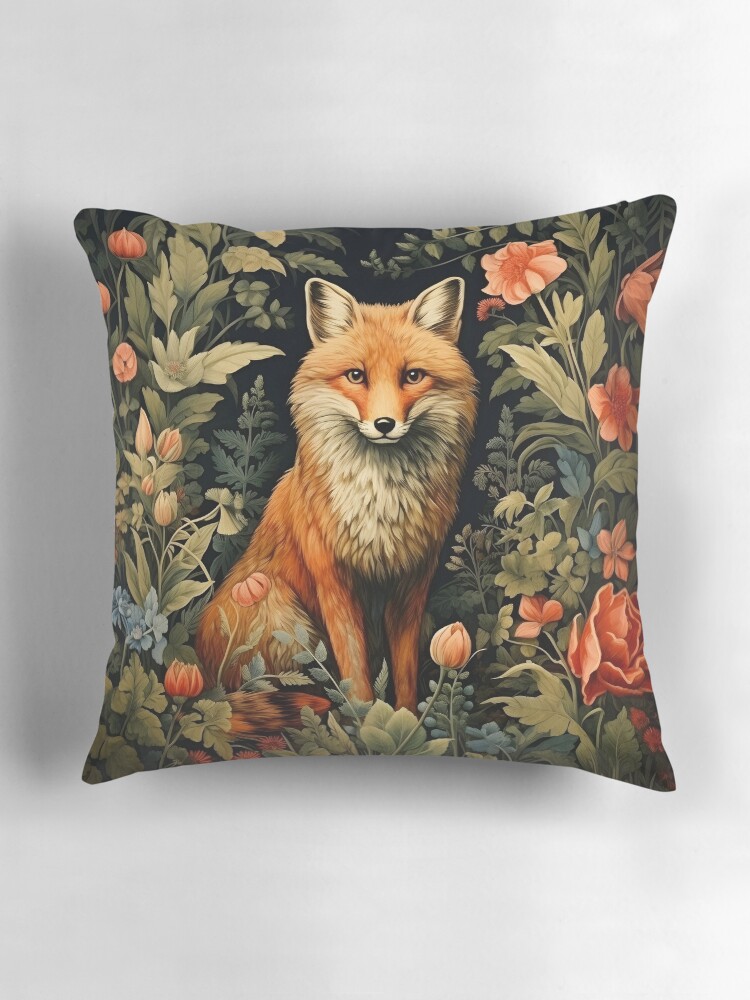 Thumbnail 3 von 4, Kissen, Vintage Waldfuchs im William Morris Stil designt und verkauft von Marina3333.