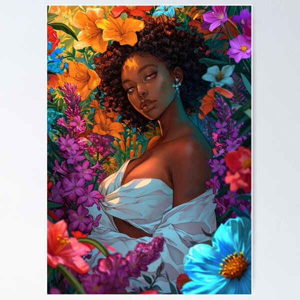 Item preview, Floral Black Girl designed and sold by Anass Benktitou.