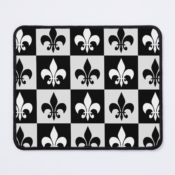 Item preview, Checkered Black White Fleur De Lis designed and sold by PatternTitan.