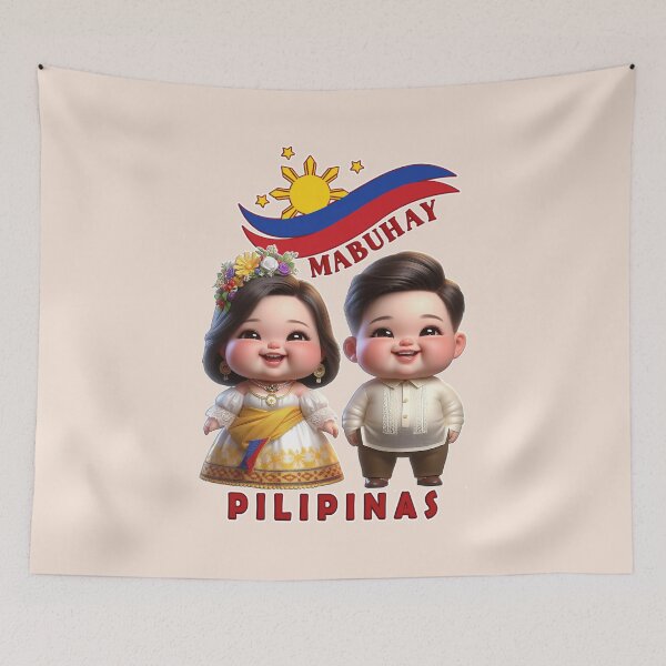Item preview, Mabuhay Philippines, Cute Boy and Girl wearing Philippines Cultural Clothes designed and sold by Witsprings.