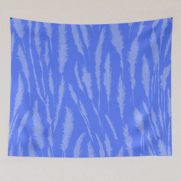Item preview, Pale Blue Grunge Style Wild Grasses on Blue Background designed and sold by Beachy.