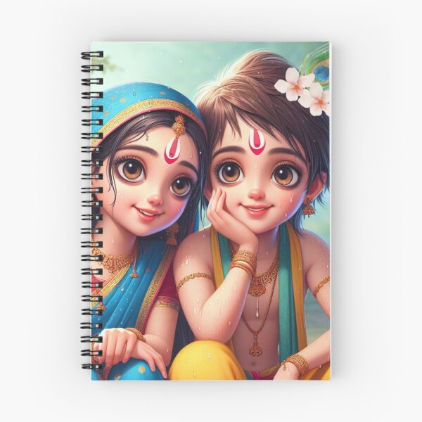 Aperçu de l'œuvre Belle Radha Krishna assise dans la forêt de Vrindavan créée et vendue par VrindaArts.