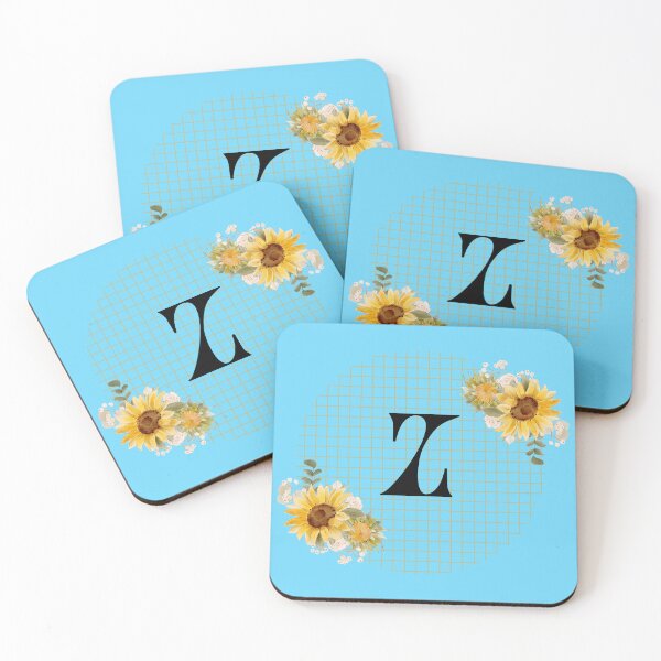 Item preview, Sunflower Yellow Blue Floral Leaf Initial Letter (Z)  designed and sold by WhatThePublicWa.