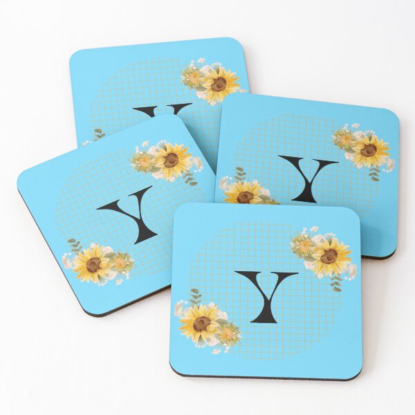 Item preview, Sunflower Yellow Blue Floral Leaf Initial Letter (Y)  designed and sold by WhatThePublicWa.