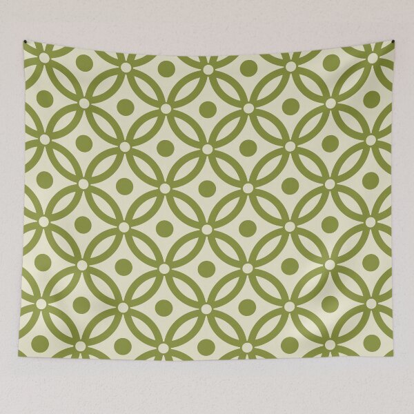 Item preview, Pretty Intertwined Ring and Dot Pattern Olive Green and Cream designed and sold by tonymagnerart.