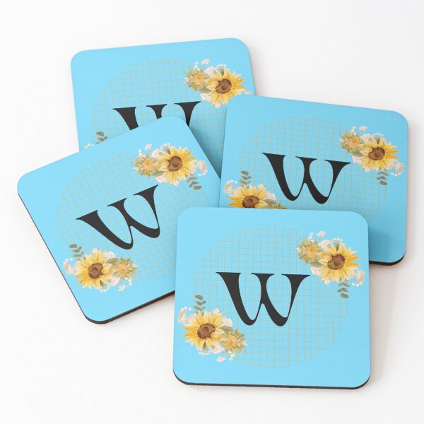 Item preview, Sunflower Yellow Blue Floral Leaf Initial Letter (W)  designed and sold by WhatThePublicWa.