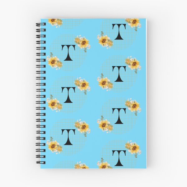 Item preview, Sunflower Yellow Blue Floral Leaf Initial Letter (T)  designed and sold by WhatThePublicWa.