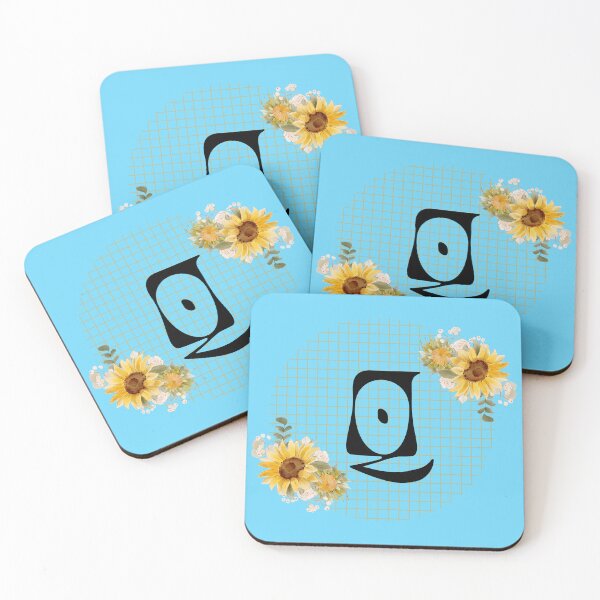 Item preview, Sunflower Yellow Blue Floral Leaf Initial Letter (Q)  designed and sold by WhatThePublicWa.