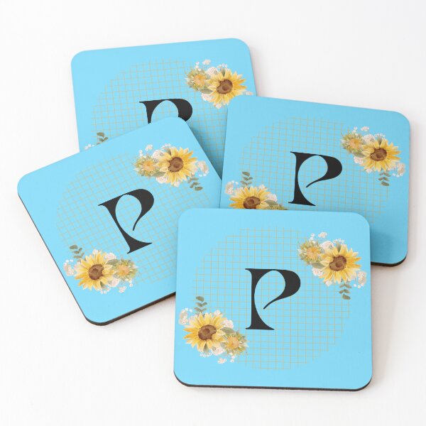 Item preview, Sunflower Yellow Blue Floral Leaf Initial Letter (P)  designed and sold by WhatThePublicWa.