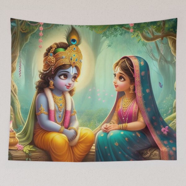 Item preview, Beautiful Radha Krishna looking at each other designed and sold by VrindaArts.