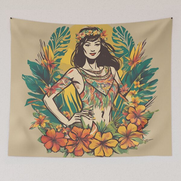 Item preview, Hula dancer Floral theme designed and sold by AKRE R.