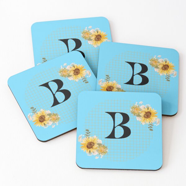 Item preview, Sunflower Yellow Blue Floral Leaf Initial Letter (B)  designed and sold by WhatThePublicWa.