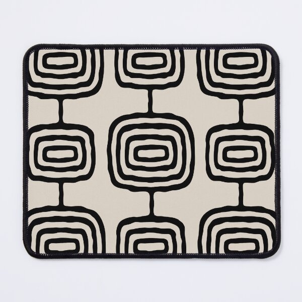 Item preview, Mid Century modern Atomic Rings Abstract Art Black and Linen White designed and sold by tonymagnerart.