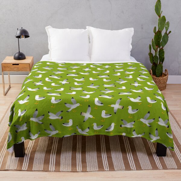 Item preview, Seagulls on leaf green - Cute coastal bird pattern by Cecca Designs designed and sold by Cecca-Designs.