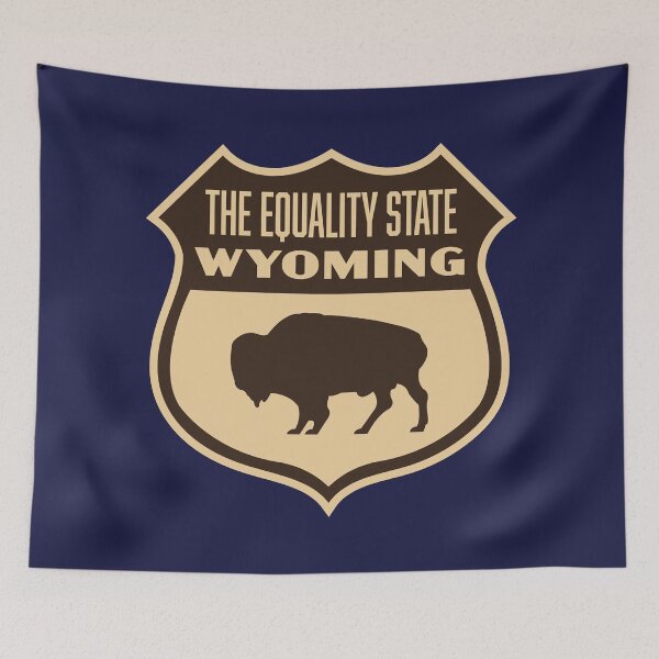 Item preview, The Equality State Wyoming Retro Buffalo Shield (Brown) designed and sold by deadmansupplyco.