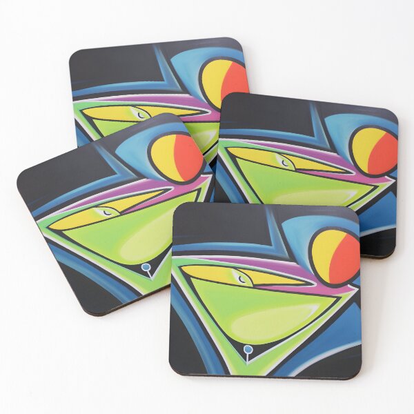 Item preview, Whimsical Olive Martini Glass - Stylized and Colorful with Abstract Designs Generative AI designed and sold by OlfactoART Studio.