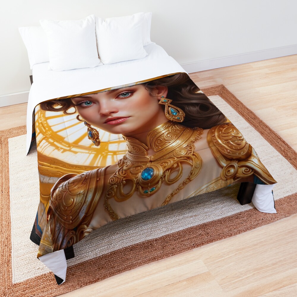 Exquisite Fantasy Portrait of Imperial Highness Brellia Captivating AI Concept Art by Xzendor7 Decorative Art Print Portrait Comforter