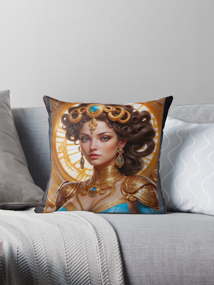 Exquisite Fantasy Portrait of Imperial Highness Brellia Captivating AI Concept Art by Xzendor7 Decorative Art Print Portrait Throw Pillow