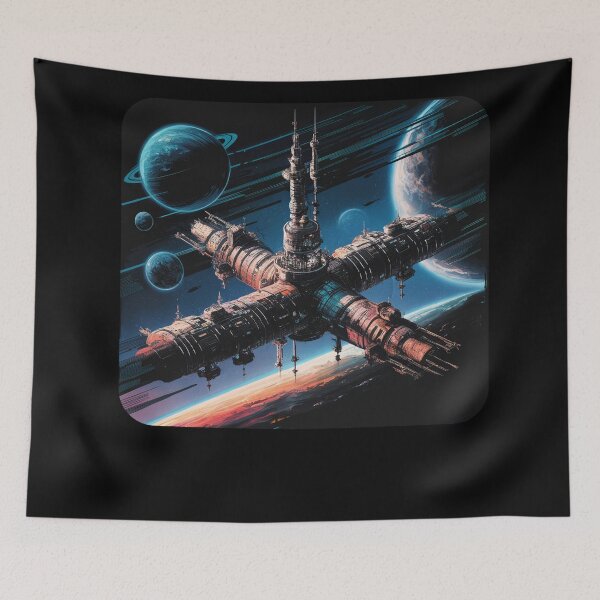 Item preview, Space Station flying around the planet Earth designed and sold by desinganddecor.