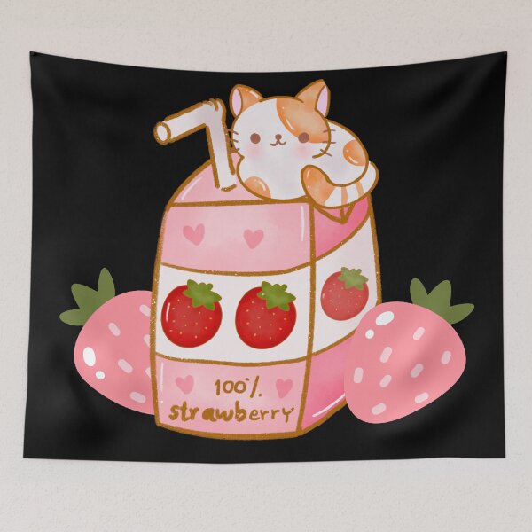Item preview, Cute Kawaii Strawberry Milk Cat designed and sold by Aleekr1.