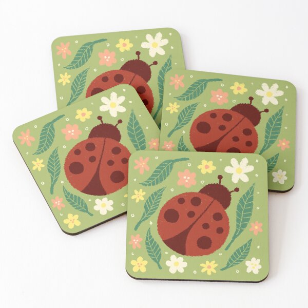 Artikelvorschau, Süßer roter Marienkäfer mit Blumen und Blättern entworfen und verkauft von Jess Schnell.